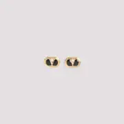 [Valentino Garavani] Valentino Garavani-Gold Brass Ovalette Earrings-Uomo OS OS