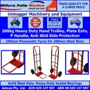 Millers Falls P Handle Hand Trolley 200kg Heavy Duty Steel Pneumatic Tyres
