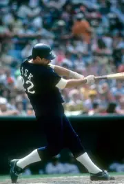 Richie Zisk Chicago White Sox swings and watches the flight of his- Old Photo 1