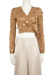 House of Harlow 1960 x Revolve Gold Knit Sequin Wrap Crop Top