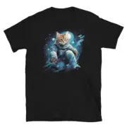 Space Themed Astronaut T-shirt - GalaxyArtistic Cat Unisex Graphic Tee