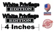 2- BLACK&WHITE White Privilege Card Edition METAL Badge Emblem Car Sticker Decal