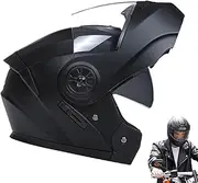 Full Face Helmets for Adults, Motorcycle Helmets for Men - Waterproof Sun Protection Double Visor Helmets, Anti-Fog Motorcycle Full Face Helmets with Adjustable Strap for Outdoor Cycling