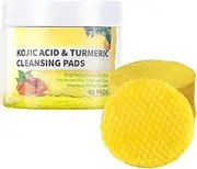 Kojic Acid and Turmeric Cleansing Pads - Pack of 50 Exfoliating Face Pads - Face Sponges for Cleansing and Exfoliating - Kojic Acid & Turmeric Cleansing Pads - Helps Balance Skin Oil and