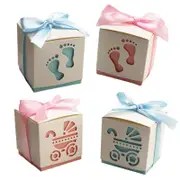 50X Baby Shower Bomboniere Box 6x6x6cm Birthday Party Christening Favour Ribbon