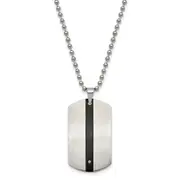 Stainless Steel Chisel Polished Black Ip-Plated With Cz Eagle Reversible Dog Tag On A 22 Inch Ball Chain Necklace