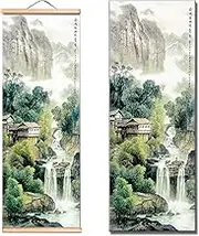 Scroll Painting, Landscape Painting, Art Wall Scroll, Hanging Picture Roll, Scroll Picture, Asian Wall Decoration, Chinese Art Wall Scroll, for Decoration of Bedroom, Living Room, 25 x 80 cm