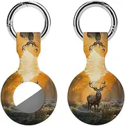 1PCS for Deer in The Grass Air Tag Holder Case Waterproof & Shockproof Anti-Scratch Protective Air Tag Cover with Keychain Ring Silicone Tags Holders for Luggage, Backpack, Keys, Pet