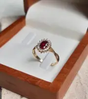 2.44 Ct Oval Cut Natural Ruby Diamond Engagement Ring 14K solid Yellow gold