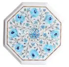 36" Marble Dinning Side Table Top Inlaid Art Turquoise Table Interior Home Decor