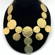 KENNETH J LANE KJL GOLDEN DISC BIB NECKLACE MADE IN THAILAND NIB DUAL SIGNATURES