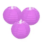 3Pcs Decorative Hanging Round Paper Lanterns 10cm/4", Purple