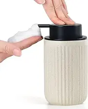 Umlaca Foaming Soap Dispenser Ceramic for Dish Soap,Hand Soap,Lotion foaming soap Pump 320ml/11oz for Bathroom,Kitchen (Beige Foam Hand Soap Dispenser)
