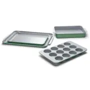 CARAWAY HOME Bakeware Set 5-Piece Sage w/ Storage + 2-Biodegradable Cork Trivets