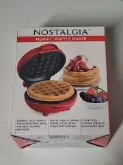 Nostalgia My Mini Personal Multi Purpose Waffle Maker 5" Electric Red New