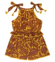 [Zimmermann Kids] Zimmermann Kids Tiggy Tie printed cotton playsuit Y 10 yellow