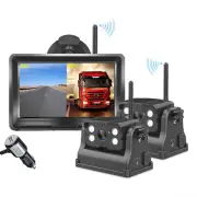 2x 2.4GHz HD Wireless Car CCD Camera 5" Monitor Reverse For Horse Float CCD Kit