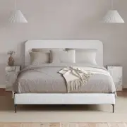 Soho Double Ivory White Boucle Fabric Upholstered Bed Frame