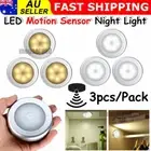 3x LED Motion Sensor Night Light Indoor Outdoor Battery Operated Stairs Hallway