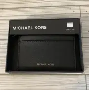 Michael Kors Mens Black Andy Jet Set Leather Slim Billfold Wallet Cardholder NEW