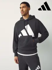 adidas Black Essentials Big Logo French Terry Hoodie (E35466) | $92