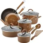 12 Piece, Mushroom Brown Rachael Ray Cucina Nonstick Cookware Pots and Pans Set