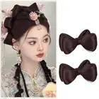 1Pair New Chinese Style Double Bowknot Hair Bun Hair Pieces Bride Chignon Hanfu