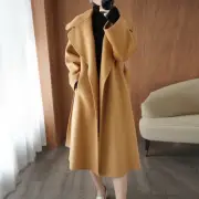 Long Loose Coat Wool Blend Cashmere Coat Outwear Thicken Camel Overcoat Parka