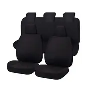 Canvas Car Seat Covers for Ford Ranger PXII-PXIII Series Dual Cab 2015 - Black