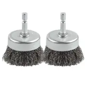 2 Pcs Wire Cup Brush Set for Drill Wire Brush for Drill 1/4 Inch Hex Shank Brush