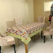 Bilberry Furnishing By Preeti Grover Printed Cotton Washable Dining Table Cloth for 6 to 8 Seater (Multicolor, 7.5 feet Long)