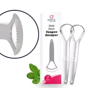 Deep Clean Tongue Scraper- Double-Ended - Flat + Serrated Edge Design NEW