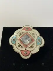 Lauren G Adams Crystal Enamel Mandarine Oriental Statement Ring Sz 9 New