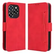 For Oukitel C50 Leather Case Phone Wallet Cover with Multiple Card Slots-Red
