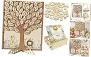 Baby Shower Guest Book, Wooden Tree Baby Shower Decorations with 60 Wood