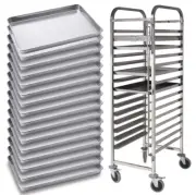 STAINLESS STEEL BAKERS RACK TROLLEY 16 x GN 1/1 PAN with baling Rack set