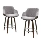 Artiss 4x Bar Stools Kithen Dining Chairs Swivel Velvet Stool Wooden Grey
