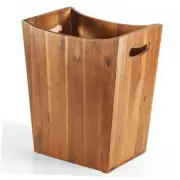 s Wastebaskets- Wooden Waste Basket with Handles -Small Trash 2 Gallon Acacia