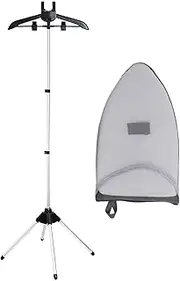 Handheld Garment Steamer Rack, Folding Laundry Drying Rack with Ironing Gloves, Standing Fabric Steamer Coat Hanger, Telescopic Steamer Bracket Stand, Steam Ironing Accessories Stand