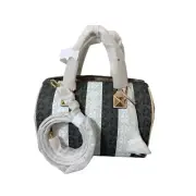 Michael Kors Grayson Medium Duffle Signature Satchel Black Multi $298 NWT