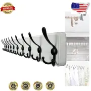 Extra Long Rustic Coat Rack Wall Mount, 10 Hooks for Coats & Accessories