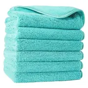 Premium Lint Free Microfiber Washcloth Face Towel, 13 x 13 in, Set of 6 () Aqua
