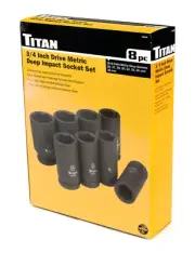Titan 44600 8-Piece 3/4" Drive Metric Deep Impact Socket Set
