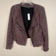 White House Black Market Mid Century Tweed Check Jacket Red Multi Sz 4 NWTs