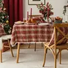 Red with Tassels Cotton Linen Tablecloth Table Cloths for Party Tabletop Cover