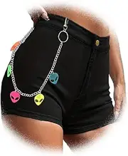 [QFSH] Colorful Alien Pants Chains Hip Hop Trouser Loop Chain Funny Jeans Chain for Women Men Pocket Wallet Chain, One size, Alloy Plastic, No Gemstone