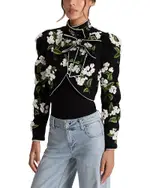 Alice and Olivia Addison Embroidered Cropped Jacket