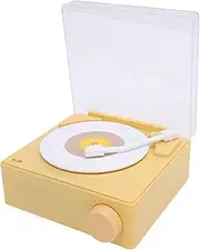 Record Player Speaker Alarm Clock Wireless Turntable Speaker with Connection for Home Bedroom Table Decor (Yellow)