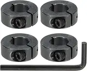 uxcell Bore 20 mm Single Split Shaft Collar 40 mm OD 15 mm Thickness Carbon Steel Locking Collar Clamp Style with Set Screw & Hex Wrench for Machine Tools Industry (Black, Pack of 4)