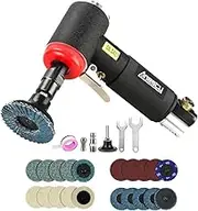 Mini Air Angle Die Grinder Kit, 1/4" Right Angle Air Die Grinder with 3mm & 6mm Collets & 20Pcs 2" Quick Change Discs Set, Mini Air Angle Sander Polisher Grinding Tool for Polish Grind Rust Removal